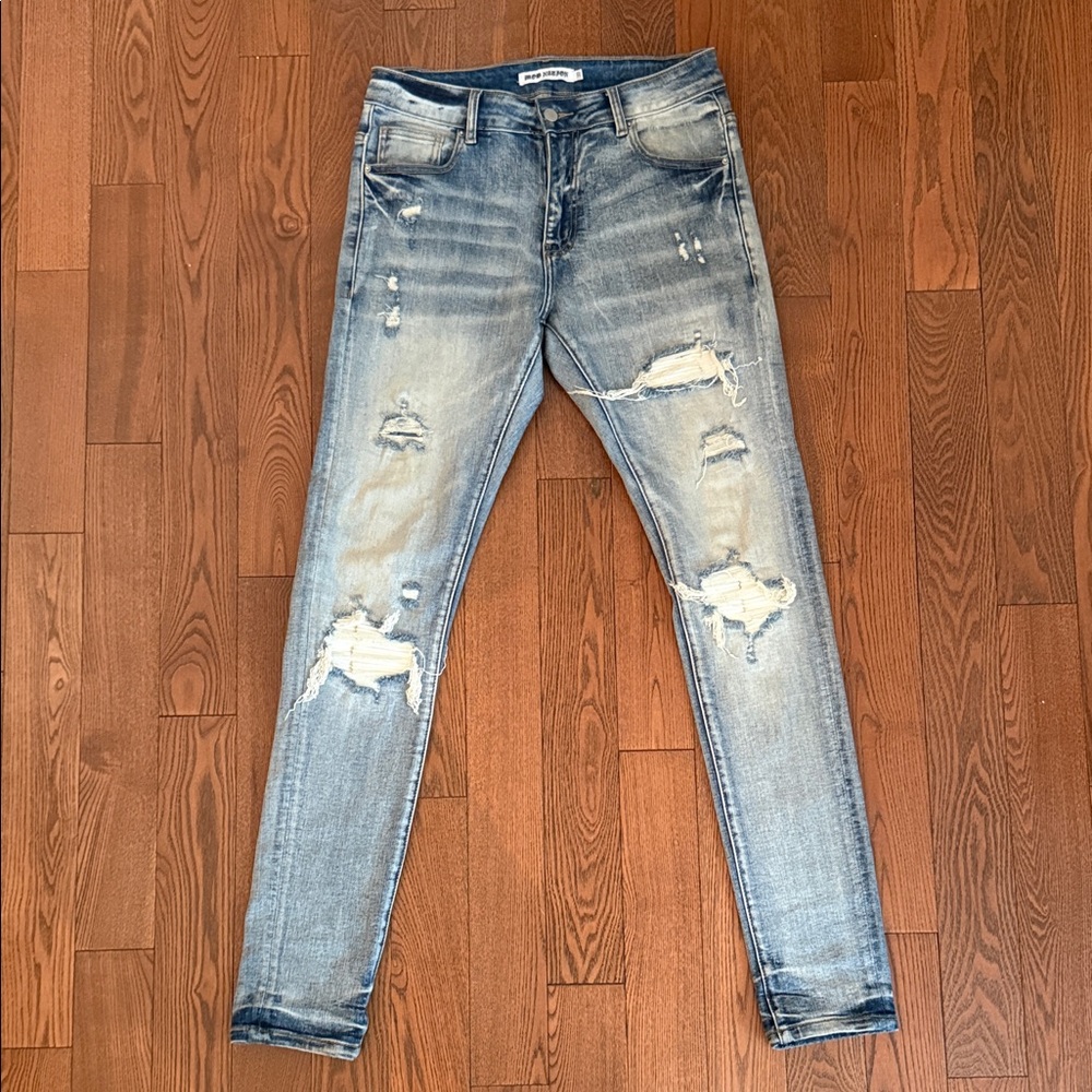 Distressed Blue Jeans